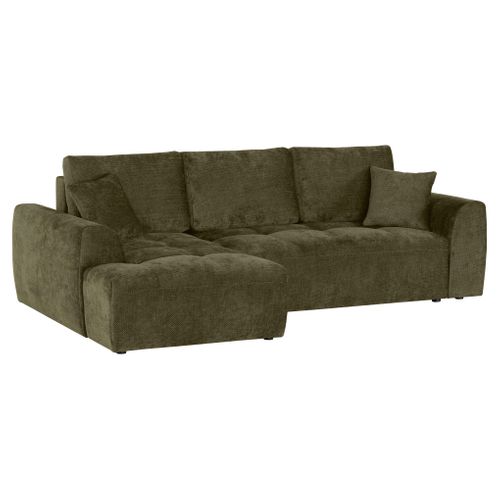 Canapé d'angle méridienne AUBE gauche convertible tissu vert
