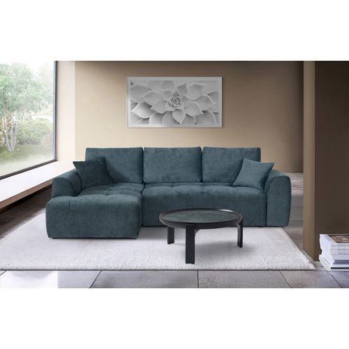 Canapé d'angle méridienne AUBE gauche convertible bleu clair