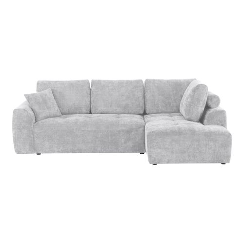 Canapé d'angle droit AUBE convertible tissu gris clair