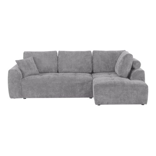 Canapé d'angle droit AUBE convertible tissu gris