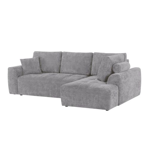 Canapé d'angle droit AUBE convertible tissu gris