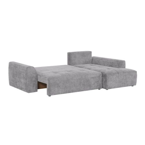 Canapé d'angle droit AUBE convertible tissu gris