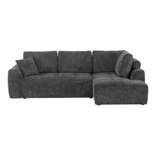 Canapé d'angle droit AUBE convertible tissu gris foncé