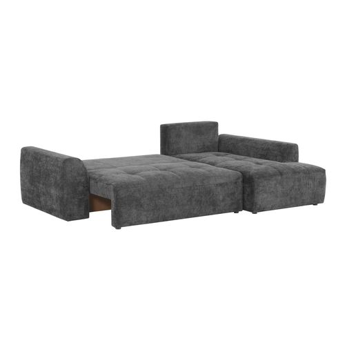 Canapé d'angle droit AUBE convertible tissu gris foncé