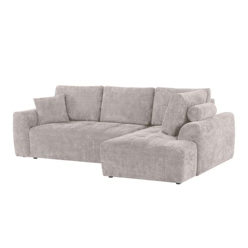 Canapé d'angle droit AUBE convertible tissu beige