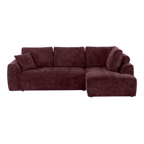 Canapé d'angle droit AUBE convertible tissu bordeaux