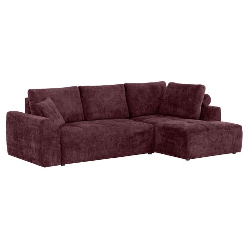 Canapé d'angle droit AUBE convertible tissu bordeaux