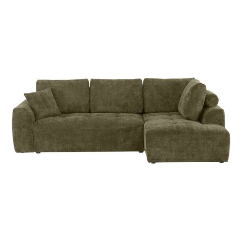 Canapé d'angle droit AUBE convertible tissu vert