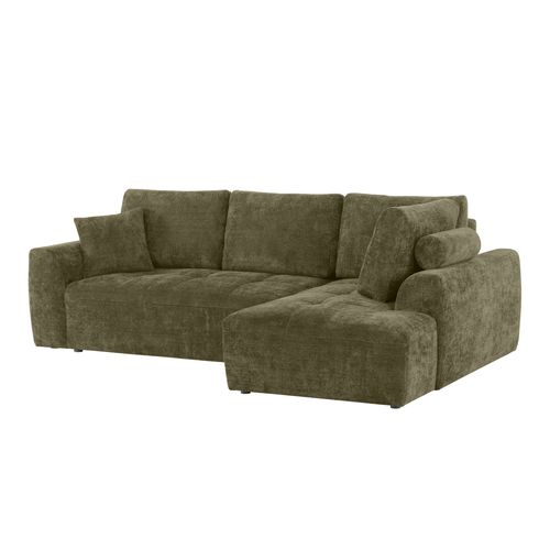 Canapé d'angle droit AUBE convertible tissu vert