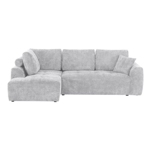 Canapé d'angle gauche AUBE convertible tissu gris clair