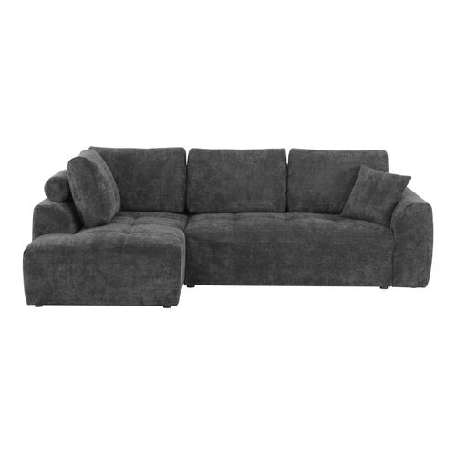 Canapé d'angle gauche AUBE convertible tissu gris fonce