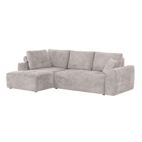 Canapé d'angle gauche AUBE convertible tissu beige
