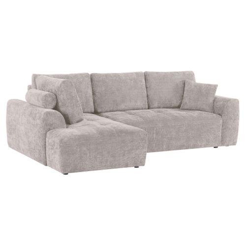 Canapé d'angle gauche AUBE convertible tissu beige