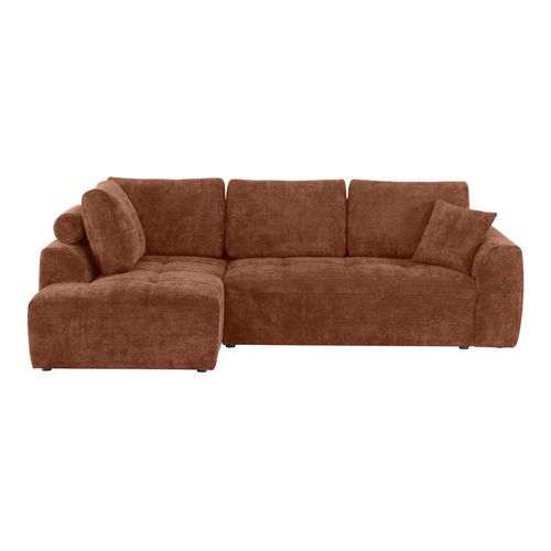 Canapé d'angle gauche AUBE convertible tissu terra cotta
