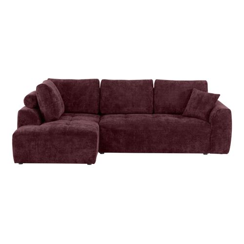 Canapé d'angle gauche AUBE convertible tissu bordeaux