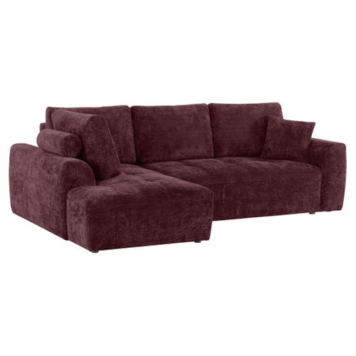 Canapé d'angle gauche AUBE convertible tissu bordeaux