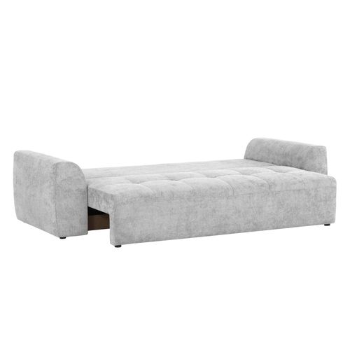 Canapé 3 places convertible AUBE tissu gris clair