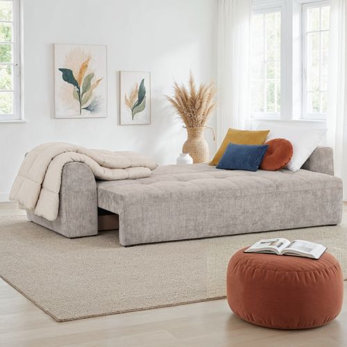 Canapé 3 places convertible AUBE tissu beige