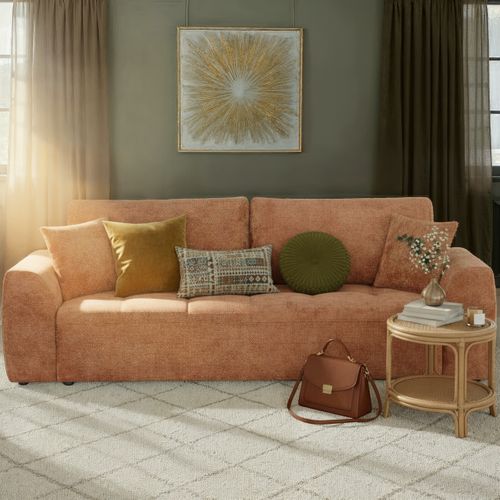 Canapé 3 places convertible AUBE tissu terra cotta