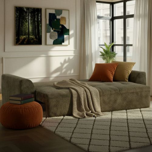 Canapé 3 places convertible AUBE tissu vert