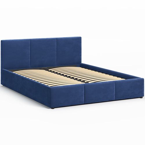 Lit Coffre Nela 140×200 Cm Bleu, Tissu Hlr-64, Avec Sommier Et Rangement