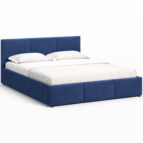 Lit Coffre Nela 140×200 Cm Bleu, Tissu Hlr-64, Avec Sommier Et Rangement
