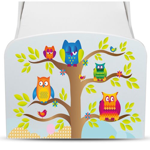 Moderne Lit D'enfant Toddler En Bois Avec Un Matelas Hiboux