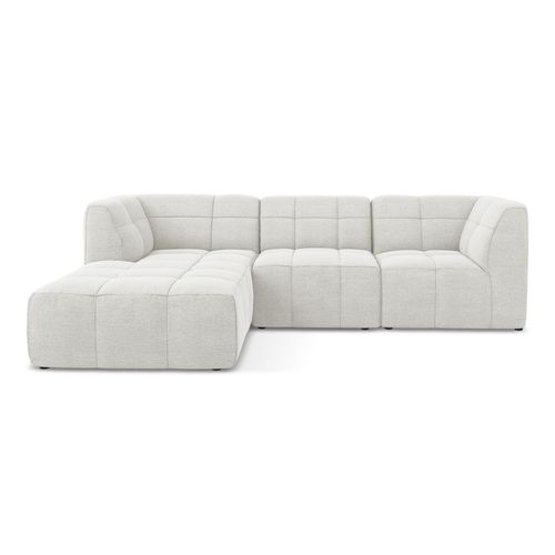 Canapé D'angle 3 Places Modulaire Gauche Aloha En Tissu Bouclette Blanc