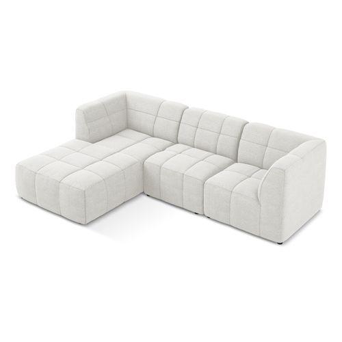 Canapé D'angle 3 Places Modulaire Gauche Aloha En Tissu Bouclette Blanc