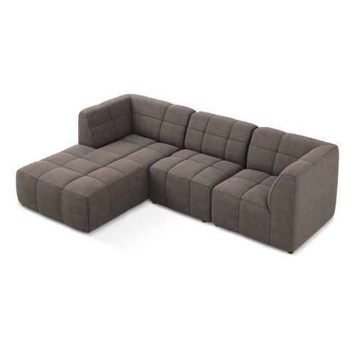 Canapé D'angle 3 Places Modulaire Gauche Aloha En Tissu Bouclette Choolat