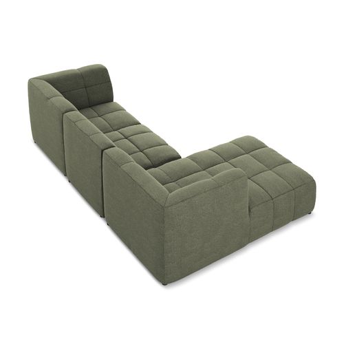 Canapé D'angle 3 Places Modulaire Gauche Aloha En Tissu Bouclette Olive