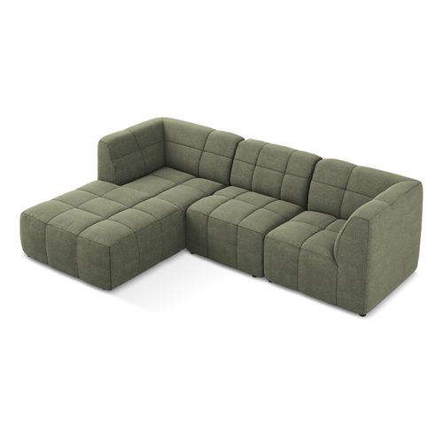 Canapé D'angle 3 Places Modulaire Gauche Aloha En Tissu Bouclette Olive