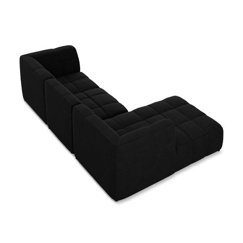 Canapé D'angle 3 Places Modulaire Gauche Aloha En Tissu Bouclette Noir