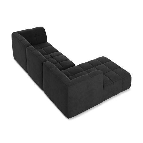 Canapé D'angle 3 Places Modulaire Gauche Aloha En Velours Noir