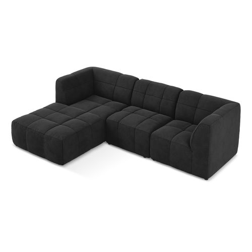 Canapé D'angle 3 Places Modulaire Gauche Aloha En Velours Noir