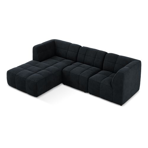 Canapé D'angle 3 Places Modulaire Gauche Aloha En Velours Bleu Royal