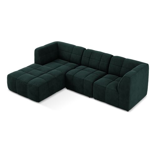 Canapé D'angle 3 Places Modulaire Gauche Aloha En Velours Gris Vert