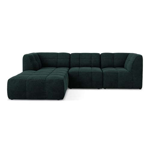 Canapé D'angle 3 Places Modulaire Gauche Aloha En Velours Gris Vert