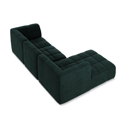 Canapé D'angle 3 Places Modulaire Gauche Aloha En Velours Gris Vert