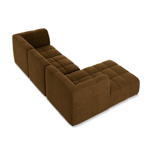 Canapé D'angle 3 Places Modulaire Gauche Aloha En Velours Moutarde