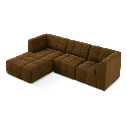 Canapé D'angle 3 Places Modulaire Gauche Aloha En Velours Moutarde