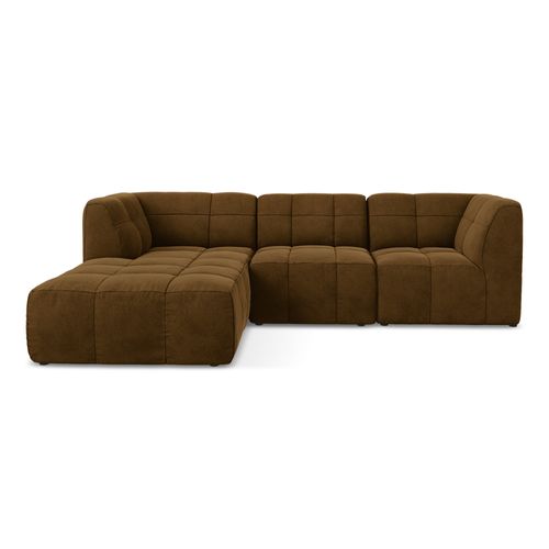 Canapé D'angle 3 Places Modulaire Gauche Aloha En Velours Moutarde