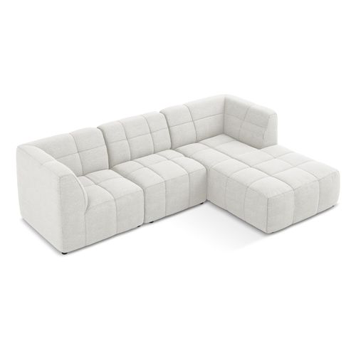 Canapé D'angle 3 Places Modulaire Droit Aloha En Tissu Bouclette Blanc