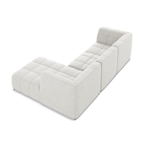 Canapé D'angle 3 Places Modulaire Droit Aloha En Tissu Bouclette Blanc