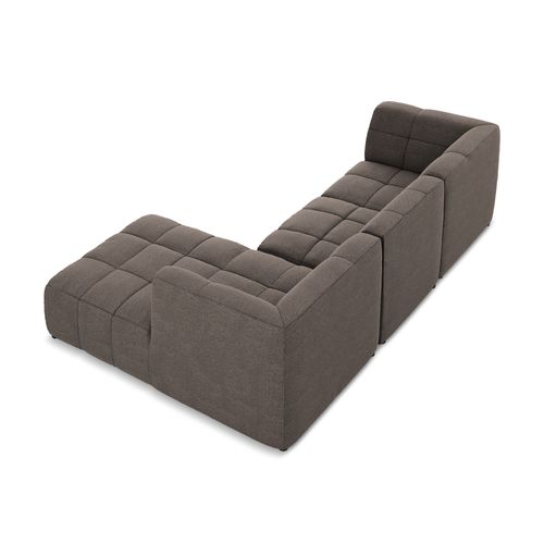 Canapé D'angle 3 Places Modulaire Droit Aloha En Tissu Bouclette Choolat