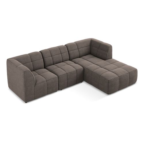 Canapé D'angle 3 Places Modulaire Droit Aloha En Tissu Bouclette Choolat