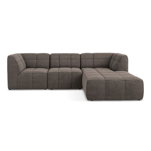 Canapé D'angle 3 Places Modulaire Droit Aloha En Tissu Bouclette Choolat