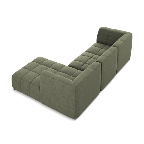 Canapé D'angle 3 Places Modulaire Droit Aloha En Tissu Bouclette Olive
