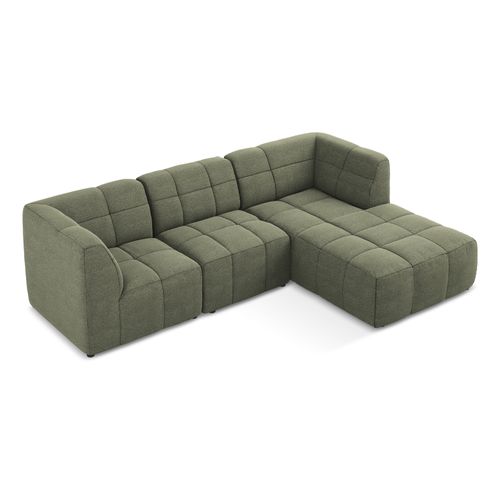 Canapé D'angle 3 Places Modulaire Droit Aloha En Tissu Bouclette Olive