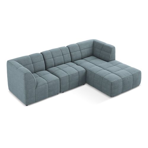 Canapé D'angle 3 Places Modulaire Droit Aloha En Tissu Bouclette Jeans